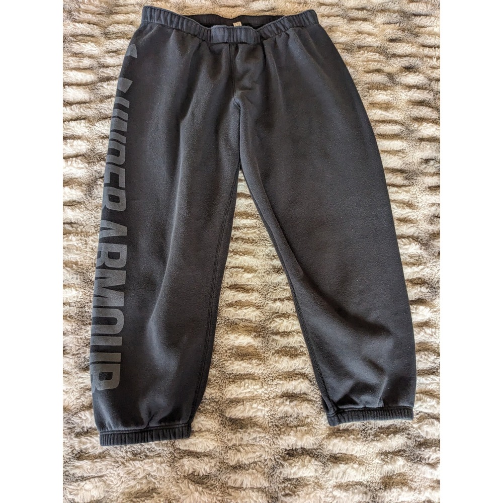 Under Armour Women Black Fleece Gym Lounge Graphic Logo Jogger Sweatpants M